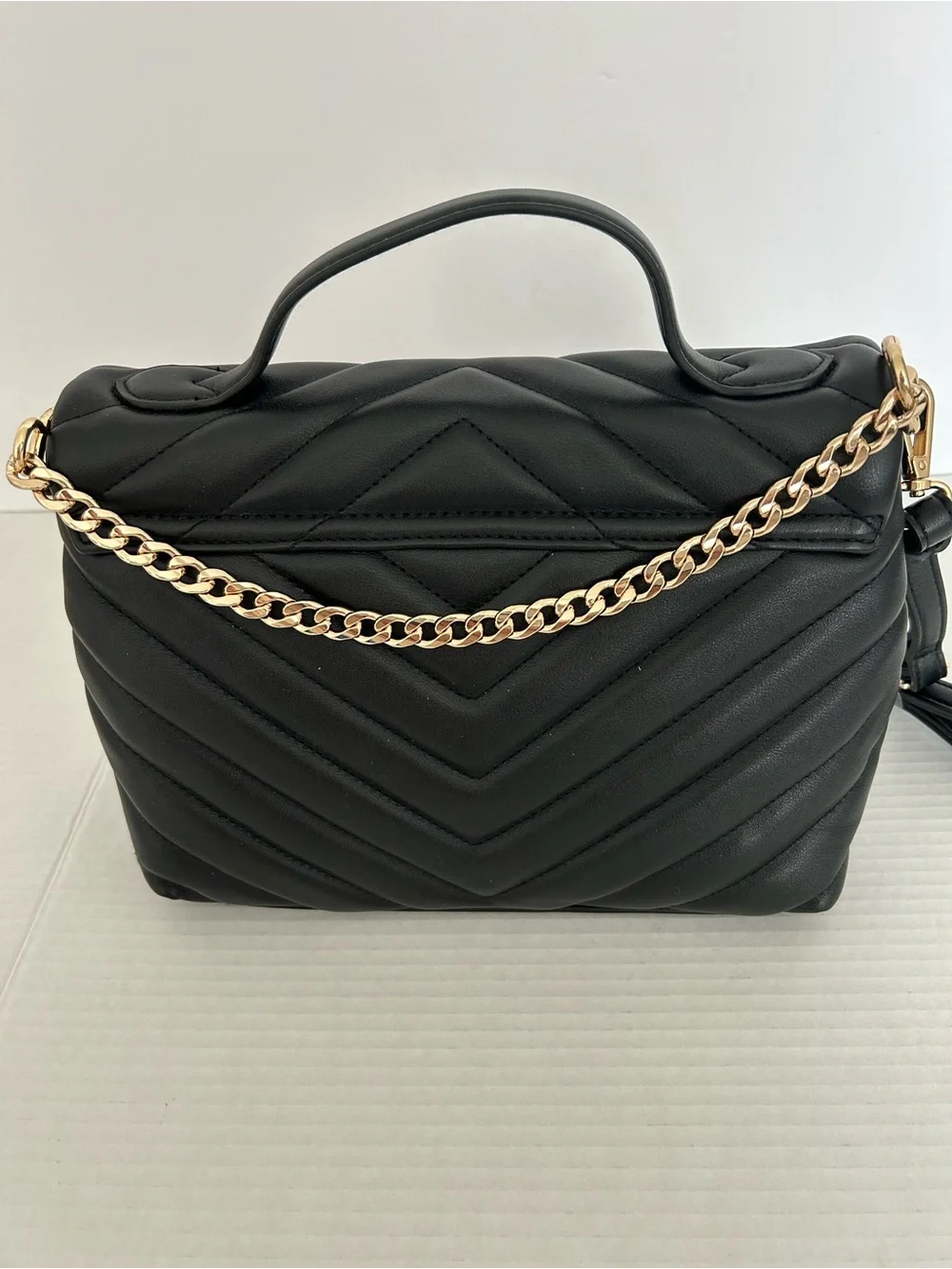 A New Day/ NWT/ Structured Quilted Top-Handle Bag in Black/cross body as well